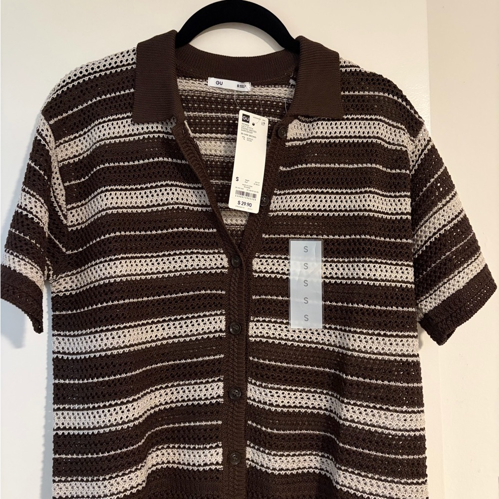 GU brown and white Striped Knitted Top